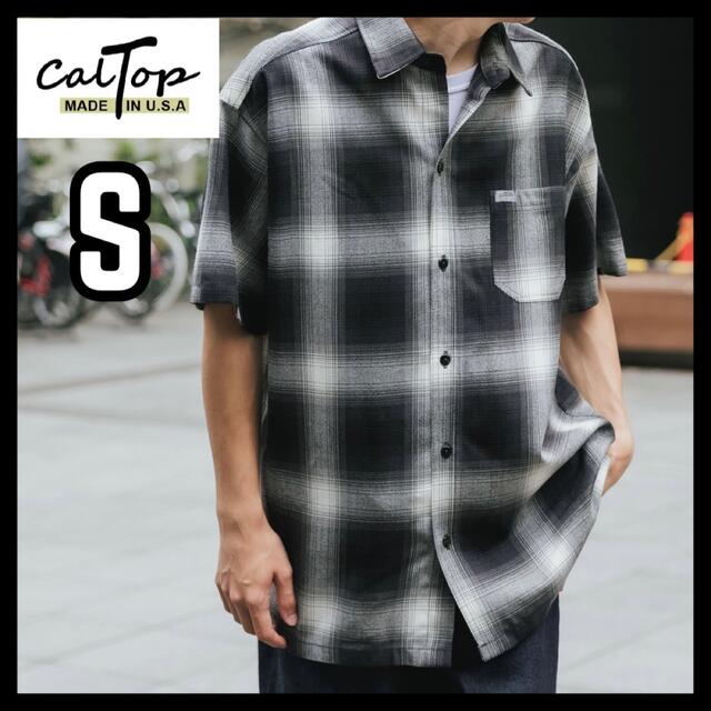 少量入荷❇️CALTOP キャルトップ 半袖チェックシャツ ブラックアイボリーSカラーブラック×アイボリー