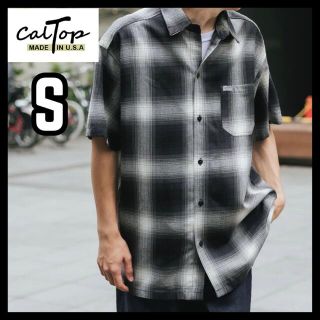 カルトップ(CALTOP)の少量入荷❇️CALTOP キャルトップ 半袖チェックシャツ ブラックアイボリーS(シャツ)