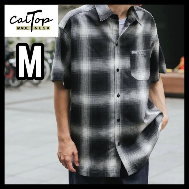 少量入荷❇️CALTOP キャルトップ 半袖チェックシャツ ブラックアイボリーM