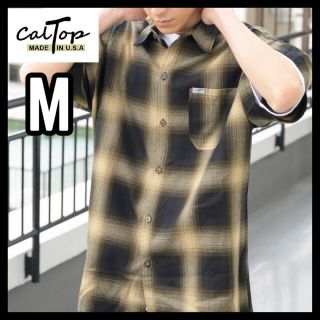 カルトップ(CALTOP)の少量入荷❇️CALTOP キャルトップ 半袖チェックシャツ ブラウンカーキ M(シャツ)