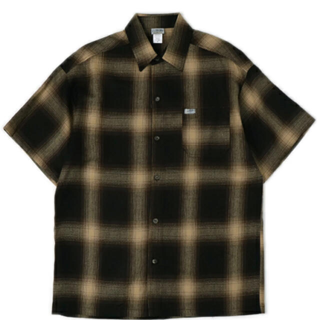 少量入荷❇️CALTOP キャルトップ 半袖チェックシャツ ブラウンカーキ XL