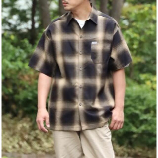 少量入荷❇️CALTOP キャルトップ 半袖チェックシャツ ブラウンカーキ XL