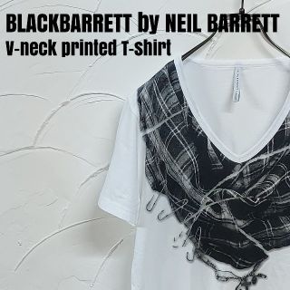 ブラックバレットバイニールバレット(BLACKBARRETT by NEIL BARRETT)のBLACKBARRETT/ブラックバレット 半袖 ストール風 プリント Tシャツ(Tシャツ/カットソー(半袖/袖なし))