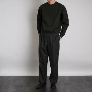 LEMAIRE ルメール 21AW FLEECE SWEATSHIRT フリーススウェットシャツ M213 JE303 LJ069 M LEAD ダークグリーン トレーナー クルーネック プルオーバー トップス【新古品】【LEMAIRE】