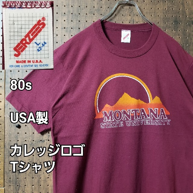 【 希少 極美品 】80s  ジャージーズ　カレッジロゴ　Tシャツ　USA製　L