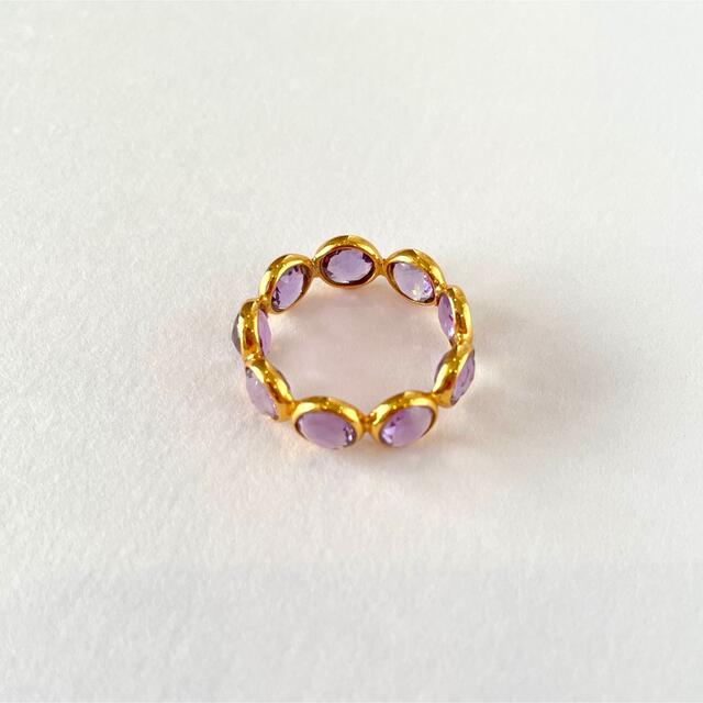 Amethyst 22k gold plated eternity ring レディースのアクセサリー(リング(指輪))の商品写真