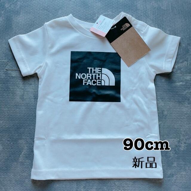 THE NORTH FACE(ザノースフェイス)の★ノースフェイス スクエアロゴキッズTシャツ 90cm ホワイト/白★新品 キッズ/ベビー/マタニティのキッズ服男の子用(90cm~)(Tシャツ/カットソー)の商品写真