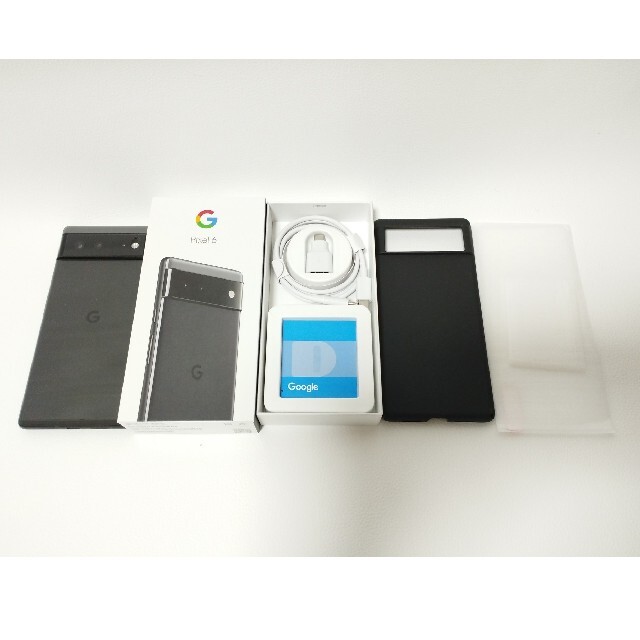 Google(グーグル)の美品 Google pixel 6 シムフリー 128GB 黒　おまけ付 スマホ/家電/カメラのスマートフォン/携帯電話(スマートフォン本体)の商品写真