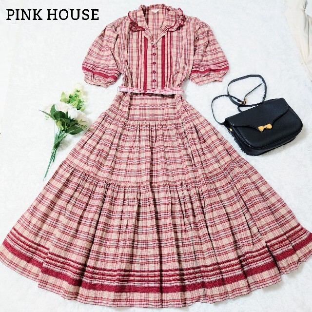 PINK HOUSE - 美品✨ピンクハウス マキシ丈ワンピース ピコフリル ...