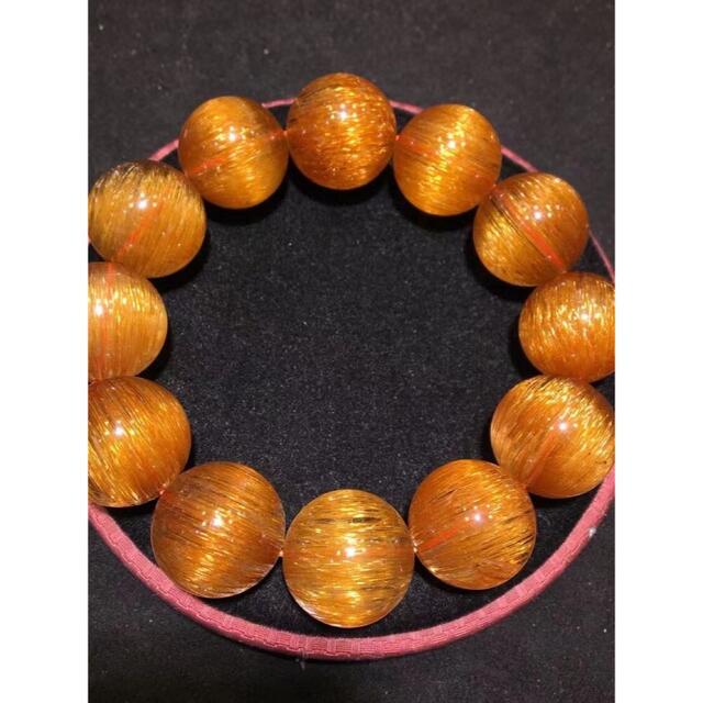 メーカー認証店 天然銅色ゴールドルチルクオーツ ブレスレット 20mm ...