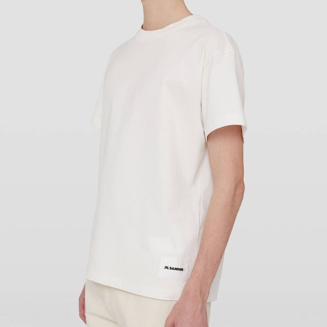 ホワイトサイズ新品 L ジルサンダー プラス ロゴ パッチ タグ ラベル Tシャツ 白