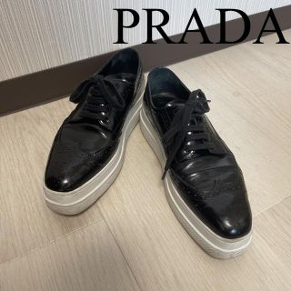 プラダ(PRADA)のPRADA オックスフォード レースアップ スニーカー　ブラック　23.5 厚底(スニーカー)