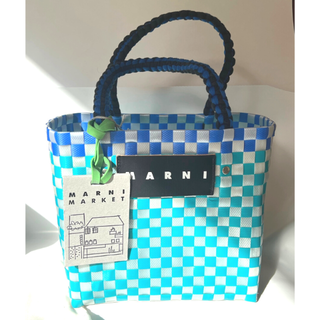 マルニ(Marni)の入手困難★マルニマーケット かごバッグ ピクニックバッグ ミニ ターコイズ(かごバッグ/ストローバッグ)