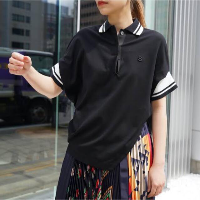 SACAI  ポロ 黒 Cotton Jersev Polo Shirt 美品