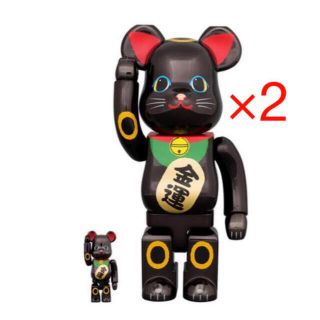 メディコムトイ(MEDICOM TOY)のBE@RBRICK 招き猫 金運 黒メッキ 100% 400％ 2セット(その他)