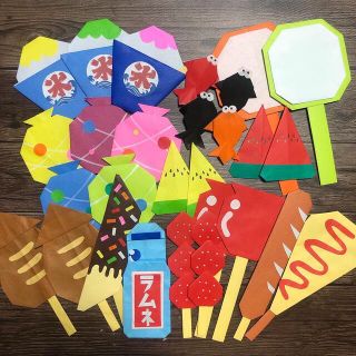 オーダー受付中◎ ハンドメイド 折り紙 夏 祭り 大きめサイズ 壁面 セット(その他)