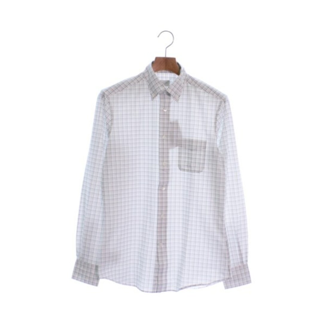 TRAIANO カジュアルシャツ 38(S位) 白x黒xグレー(チェック)