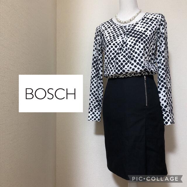 BOSCH(ボッシュ)の【美品】BOSCH 異素材ワンピース ネイビー クール シフォン コットン 春夏 レディースのワンピース(ひざ丈ワンピース)の商品写真