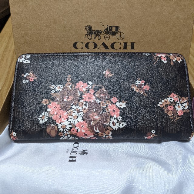 COACH COACH 長財布 黒系シグネチャー 花柄模様の通販 by チータうずめ's shop｜コーチならラクマ