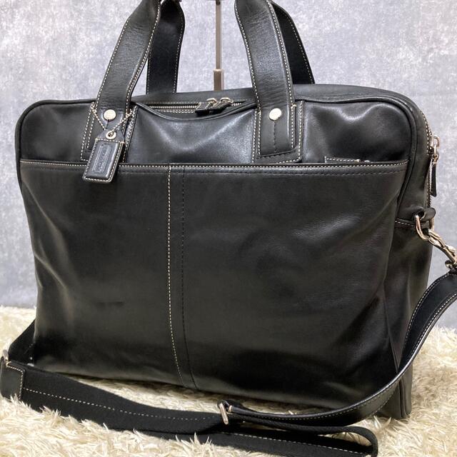 COACH コーチ ビジネスバッグ レザー 黒 2室 2way A4PC収納可