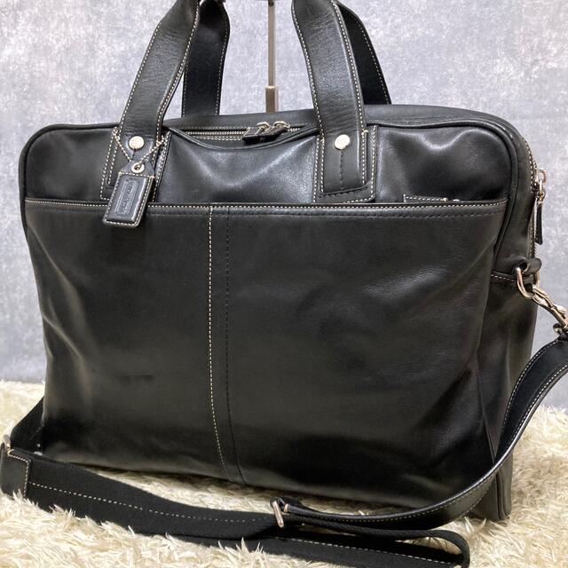 バッグCOACH コーチ ビジネスバッグ レザー 黒 2室 2way A4&PC収納可