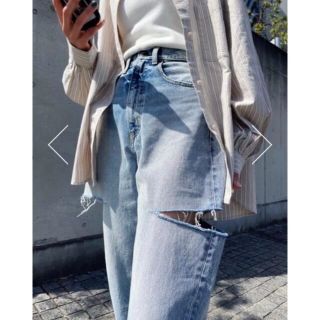 26☆MOUSSY THIGH SLIT LOOSE STRAIGHT確実正規品