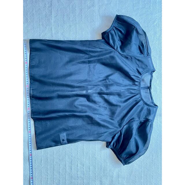 GU(ジーユー)のシアー バックリボンブラウス(半袖) 黒 Sサイズ レディースのトップス(シャツ/ブラウス(半袖/袖なし))の商品写真