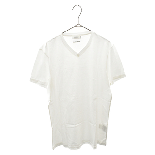 ジルサンダー(Jil Sander)のJIL SANDER ジルサンダー Vネック プレーンデザイン 半袖Tシャツ カットソー ホワイト(Tシャツ/カットソー(半袖/袖なし))