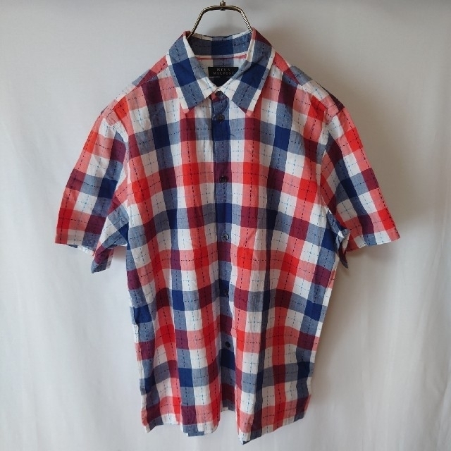 MEN'S MELROSE チェック シャツ 半袖 メンズ 白青赤 | フリマアプリ ラクマ