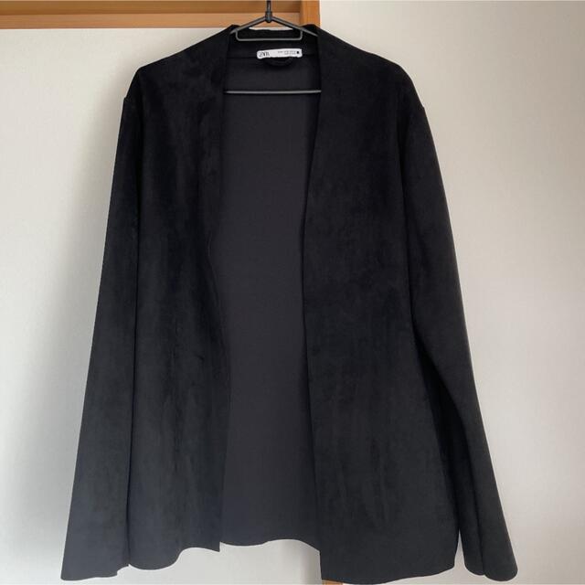 ZARA - ZARA MENSノーカラースエードジャケット黒の通販 by knms shop ...