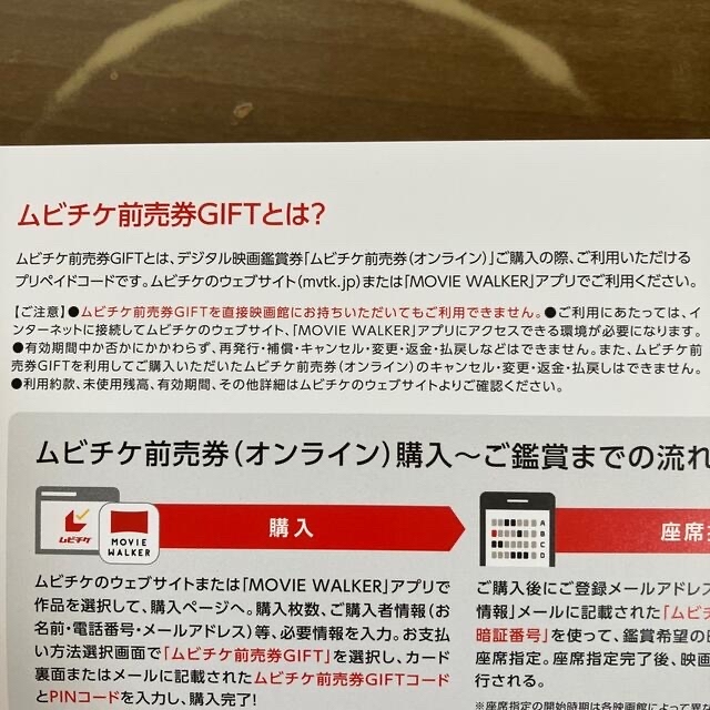 角川書店(カドカワショテン)のムビチケ前売券GIFT計6000円分(1500円分×4枚) チケットの映画(その他)の商品写真