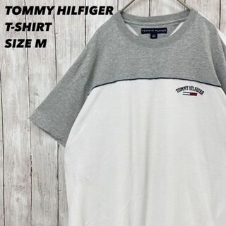 トミーヒルフィガー(TOMMY HILFIGER)のTOMMY HILFIGERトミーヒルフィガー　切替刺繍ロゴTシャツ　M 男女(Tシャツ/カットソー(半袖/袖なし))