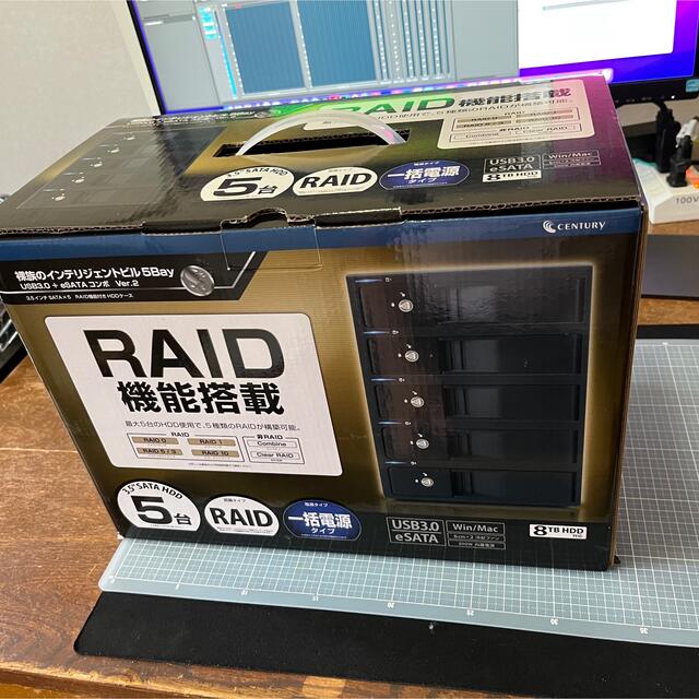 センチュリーRAID機能付きHDDケース +HDD 4TB×５本組込み済