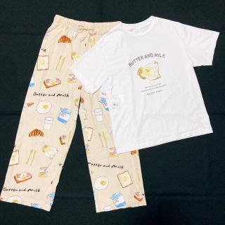 ジェラートピケ(gelato pique)のジェラートピケ モーニングモチーフロングパンツ モーニングワンポイントTシャツ(ルームウェア)