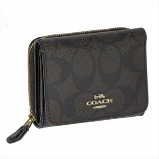 コーチ(COACH)のコーチ COACH 三つ折 財布 7331 Brown Black PVC/レザー(財布)