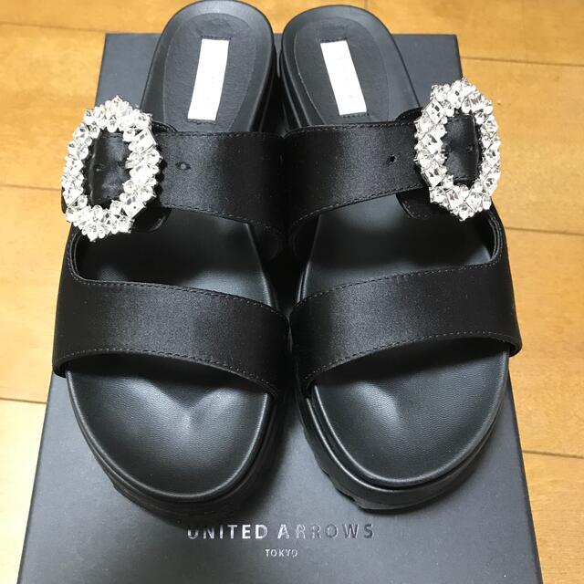 UNITED ARROWS>サテン ビジュー ミュール35 UNITED ARROWS サテン ビジューサンダル ミュール