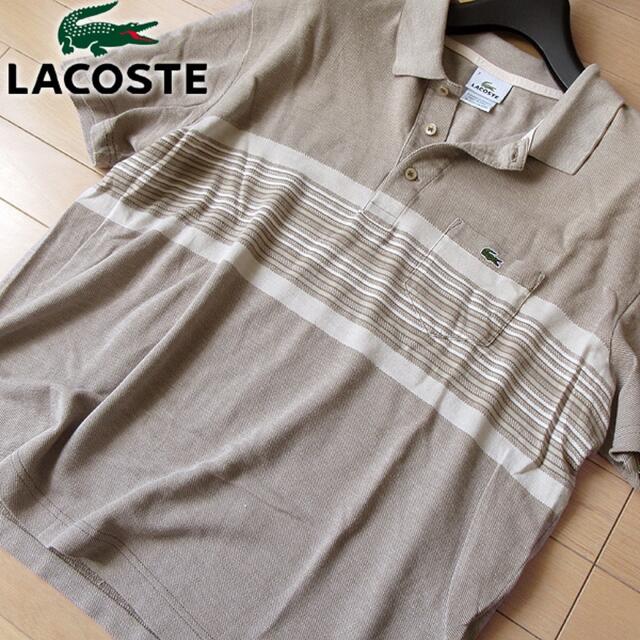 LACOSTE(ラコステ)の美品 7(2XL位) ラコステ メンズ 半袖ポロシャツ ベージュ メンズのトップス(ポロシャツ)の商品写真