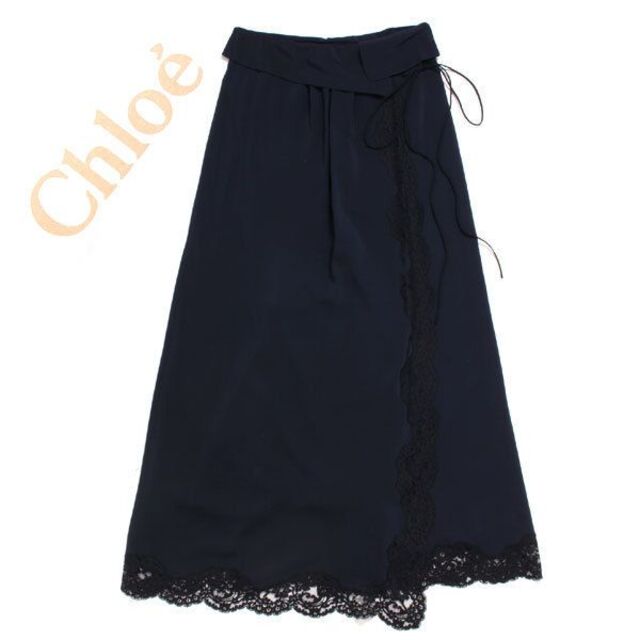 1年保証』 タグ付新品 Chloe 美品☆Chloe☆シルク レース付 ロング