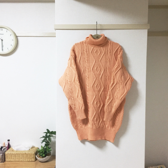 Santa Monica(サンタモニカ)のサーモンピンク  ＊  ウール100%knit レディースのトップス(ニット/セーター)の商品写真