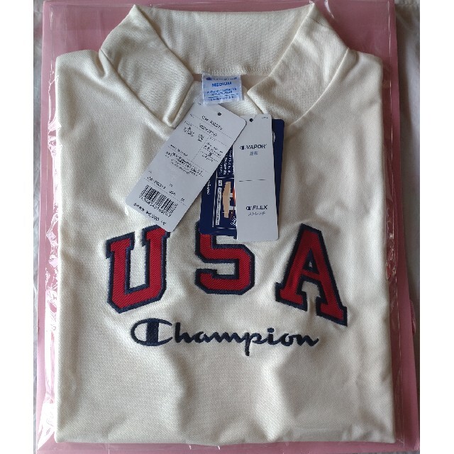 新品 希少 M 白 Champion USA golf SHIRT プロ使用モデ