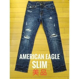 アメリカンイーグル(American Eagle)の極美品 アメリカン イーグル デニム ジーンズ スリム ダメージ加工 メンズ(デニム/ジーンズ)