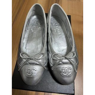 CHANEL シャネル　バレーシューズ　シルバー×ブラック　サイズ37.5