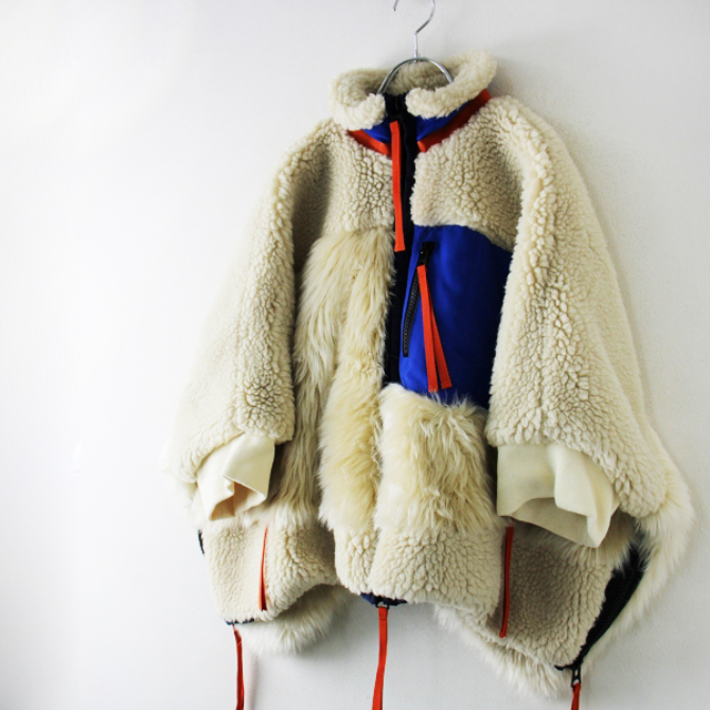 sacai(サカイ)の定価11.8万 2021AW sacai サカイ 21-05752 Faux Shearling × Faux Fur Blouson 1/アイボリー ファー×ボアブルゾン【2400012930063】 レディースのジャケット/アウター(ブルゾン)の商品写真