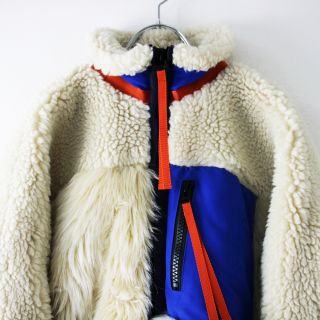 定価11.8万 2021AW sacai サカイ 21-05752 Faux Shearling × Faux Fur Blouson 1/アイボリー ファー×ボアブルゾン【2400012930063】