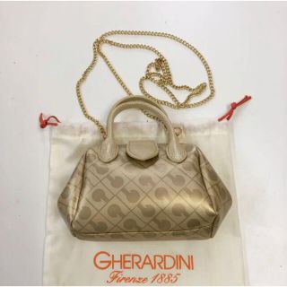 美品 GHERARDINI ソフティ ゴールドチェーン ミニショルダーバッグ