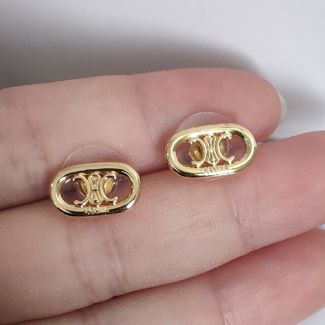 セリーヌ 超美品 マイヨン トリオンフ スタッズ ピアス ゴールド