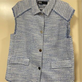 【新品未使用】ZARA ツイード風 ポケットテクスチャーベスト