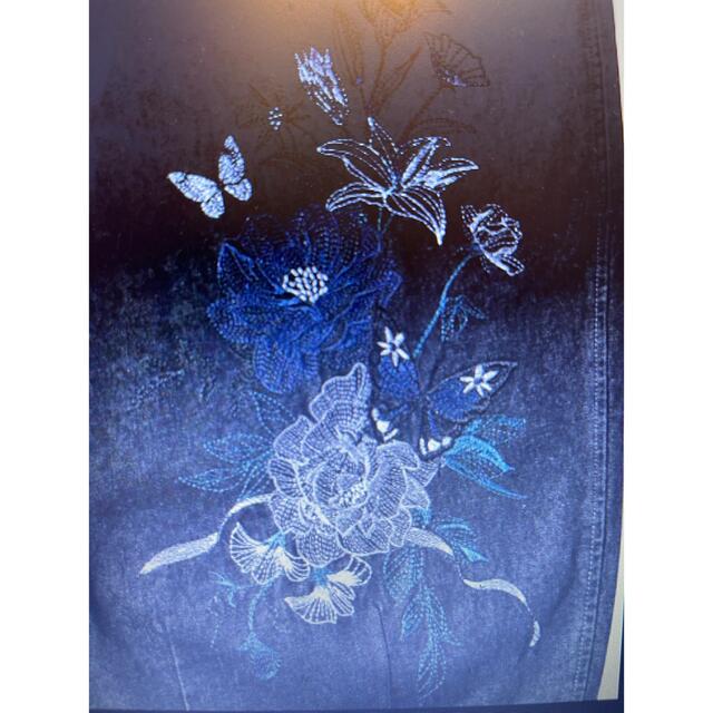 7545円 人気の新作 スカラー ScoLar 花蝶刺繍デニムワイドパンツ ブラック