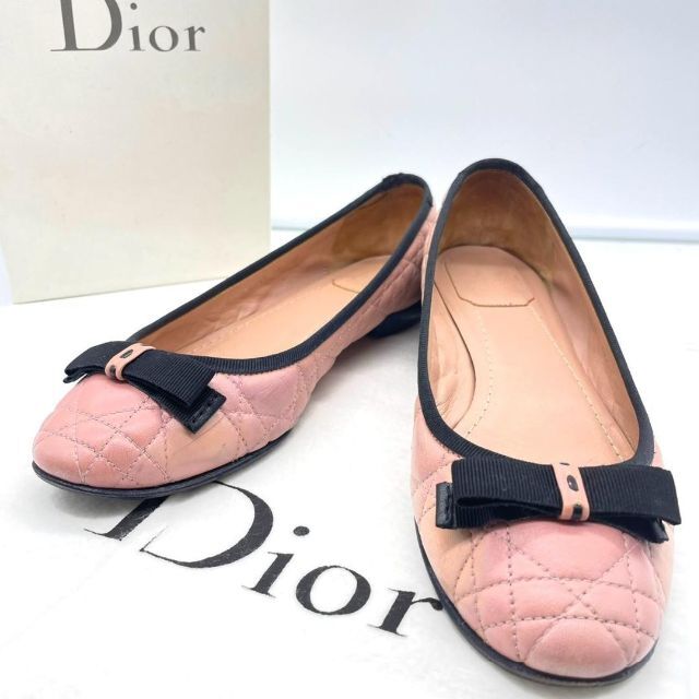 Christian Dior(クリスチャンディオール)のディオール　カナージュ リボン フラットシューズ バレエシューズ 23.5cm レディースの靴/シューズ(バレエシューズ)の商品写真