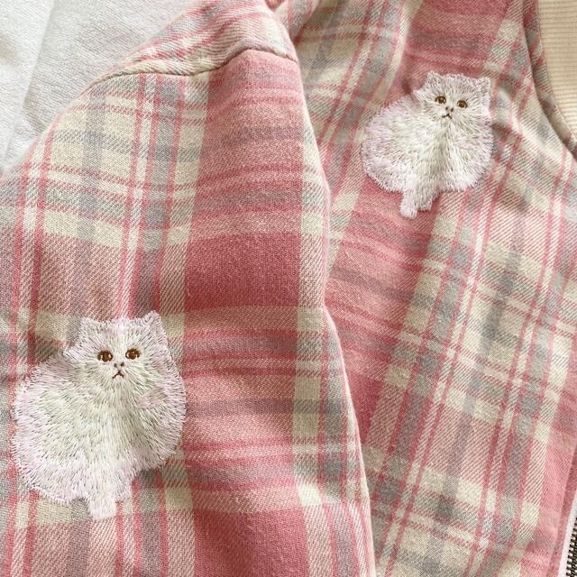 希少！ aiko 着  MIKIO SAKABE 猫 刺繍 チェック ブルゾン